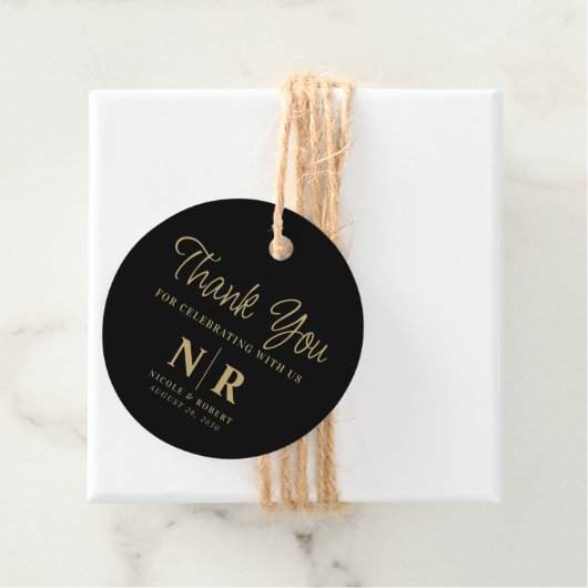 Bruiloft Monogram Welkom Gift Bag of Mand Bedankjes Labels (In situ)