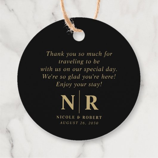 Bruiloft Monogram Welkom Gift Bag of Mand Bedankjes Labels (Achterkant)