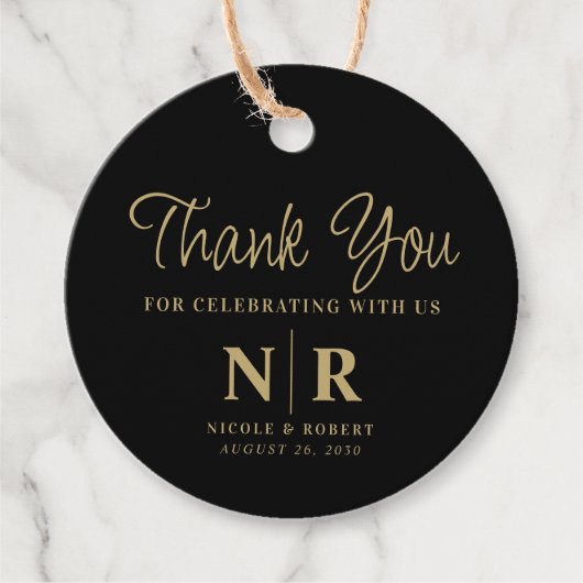 Bruiloft Monogram Welkom Gift Bag of Mand Bedankjes Labels (Voorkant)