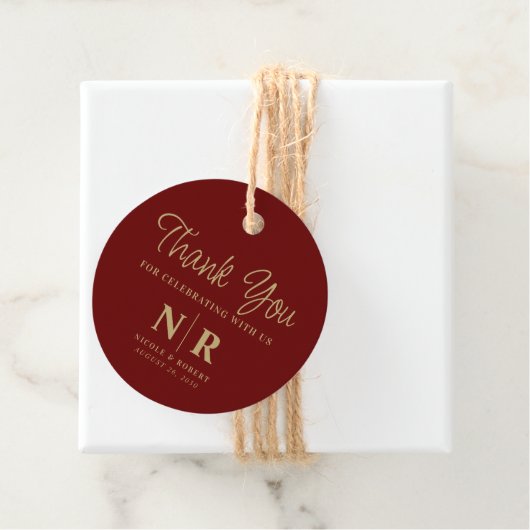 Bruiloft Monogram Welkom Gift Bag of Mand Bedankjes Labels (In situ)