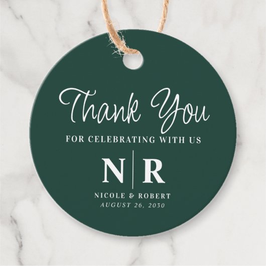 Bruiloft Monogram Welkom Gift Bag of Mand Bedankjes Labels (Voorkant)