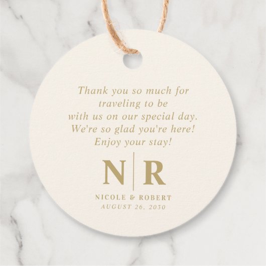 Bruiloft Monogram Welkom Gift Bag of Mand Bedankjes Labels (Achterkant)