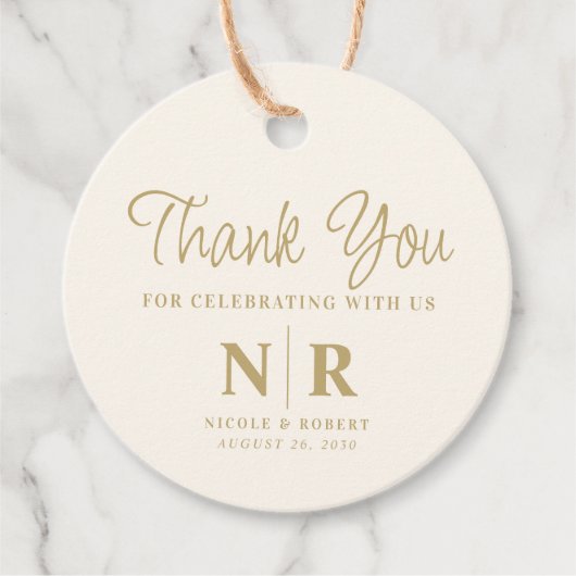 Bruiloft Monogram Welkom Gift Bag of Mand Bedankjes Labels (Voorkant)