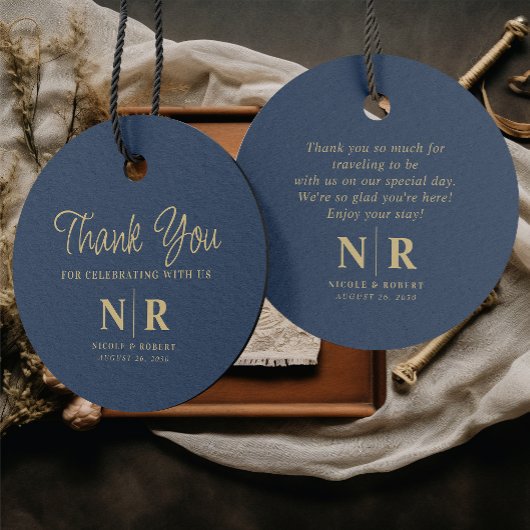 Bruiloft Monogram Welkom Gift Bag of Mand Bedankjes Labels