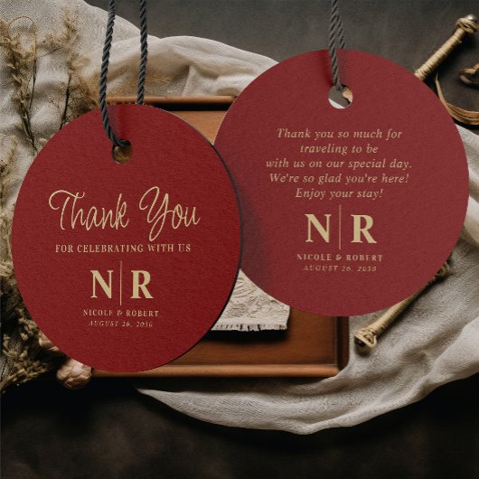 Bruiloft Monogram Welkom Gift Bag of Mand Bedankjes Labels