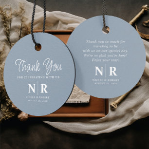 Bruiloft Monogram Welkom Gift Bag of Mand Bedankjes Labels