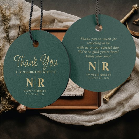 Bruiloft Monogram Welkom Gift Bag of Mand Bedankjes Labels