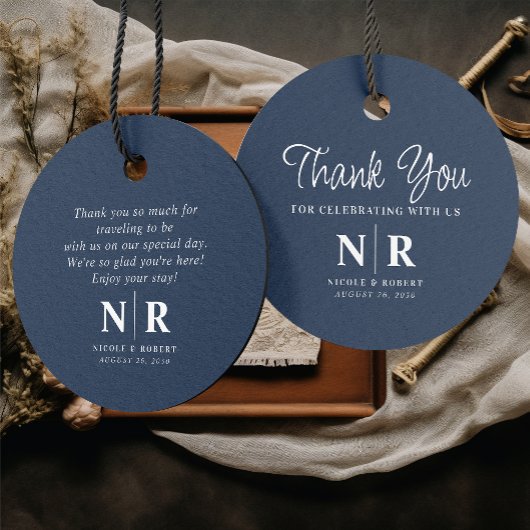 Bruiloft Monogram Welkom Gift Bag of Mand Bedankjes Labels