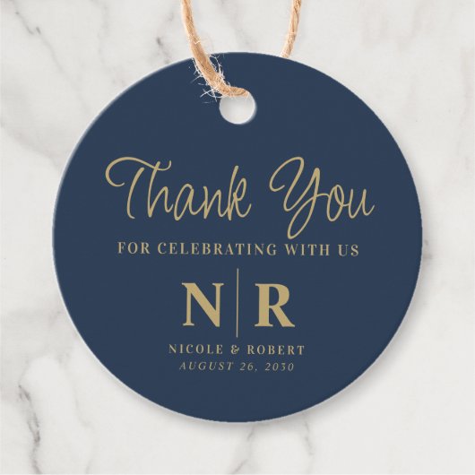 Bruiloft Monogram Welkom Gift Bag of Mand Bedankjes Labels (Voorkant)