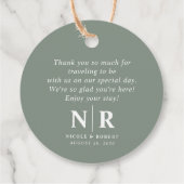 Bruiloft Monogram Welkom Gift Bag of Mand Bedankjes Labels (Achterkant)