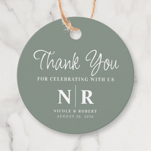 Bruiloft Monogram Welkom Gift Bag of Mand Bedankjes Labels (Voorkant)