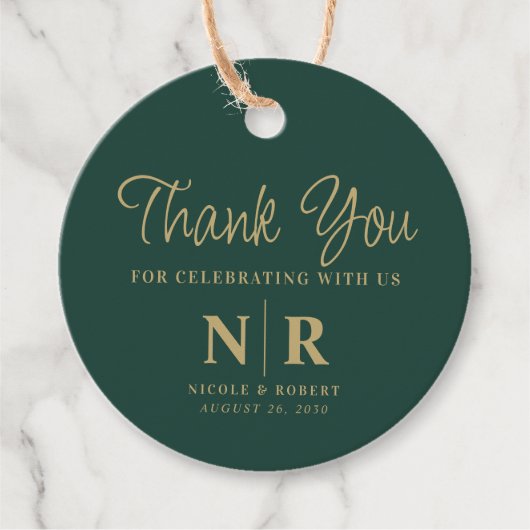 Bruiloft Monogram Welkom Gift Bag of Mand Bedankjes Labels (Voorkant)