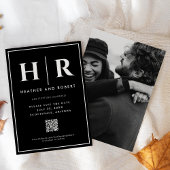 Bruiloft Monogram Zwart Chique Eenvoudige Moderne  Save The Date