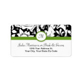 Bruiloft monogram zwart-wit damast labels (Voorkant)