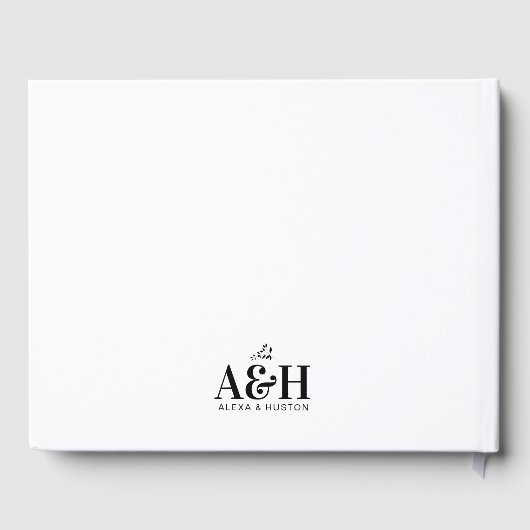 Bruiloft Monogram Zwart-wit Verfijnd Gastenboek (Achterkant)