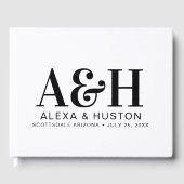 Bruiloft Monogram Zwart-wit Verfijnd Gastenboek (Voorkant)