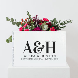 Bruiloft Monogram Zwart-wit Verfijnd Gastenboek