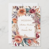 Bruiloft Mooie Moderne Boho Bloemen 2 Kaart (Voorkant)