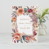 Bruiloft Mooie Moderne Boho Bloemen 2 Kaart (Staand voorkant)