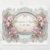 Bruiloft Mooie  Wit Lijst Roze Bloemen Sparkling Wijnetiket (Enkel label)