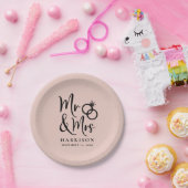 Bruiloft Mr. Mrs Blush Pink Papieren Bordje (Feest)