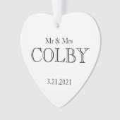 Bruiloft MR&MRS NAAM DATE VERSE Love Keepsake Ornament (voorkant)