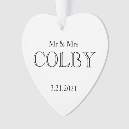 Bruiloft MR&MRS NAAM DATE VERSE Love Keepsake Ornament (voorkant)