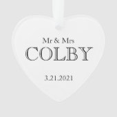 Bruiloft MR&MRS NAAM DATE VERSE Love Keepsake Ornament (voorkant)