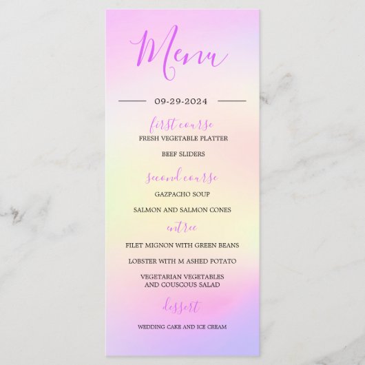 Bruiloft Multi Color Tie Modern Monogram Menu (Voorkant)