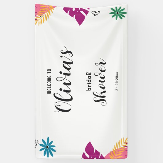 Bruiloft Multicolor Bladeren Bruidsfeest Spandoek (Verticaal)