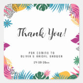 Bruiloft Multicolor Leaves Bruidsboeket Vierkante Sticker (Voorkant)