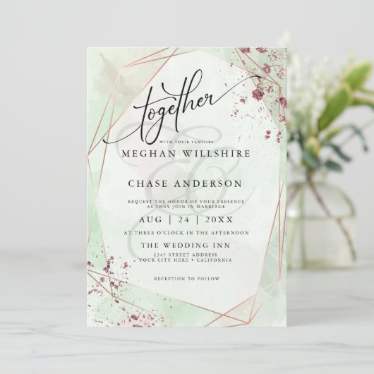 BRUILOFT | Munt en Roos Gedichte Waterverf (Staand voorkant)