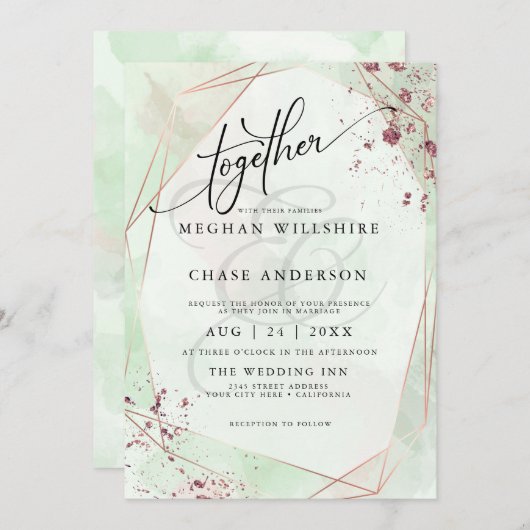 BRUILOFT | Munt en Roos Gedichte Waterverf (Voorkant / Achterkant)