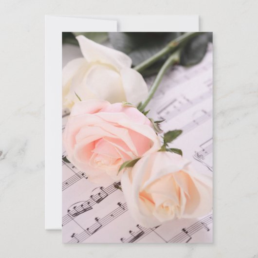 Bruiloft Muziek Licht Roze Rozen Bruiloft Uitnodig Kaart (Achterkant)