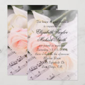 Bruiloft Muziek Licht Roze Rozen Bruiloft Uitnodig Kaart (Voorkant / Achterkant)