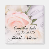 Bruiloft Muziek Licht Roze Rozen Save the date Magneet (Voorkant)