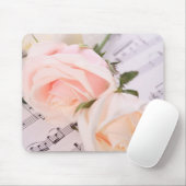 Bruiloft Muziek Lichtroze Rozen Mousepad Muismat (Met muis)