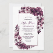 Bruiloft na feest roze pruim bloemenontvangst kaart (Voorkant)