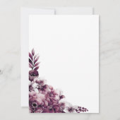 Bruiloft na feest roze pruim bloemenontvangst kaart (Achterkant)