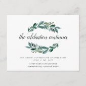 Bruiloft na-feest uitnodiging met weelderig geblad informatiekaartje (Voorkant)