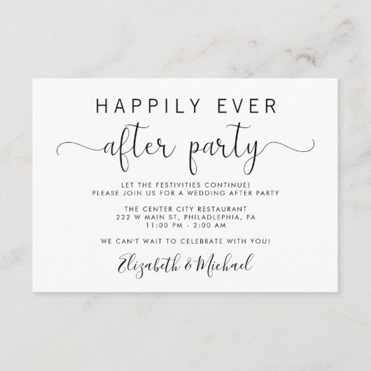 Bruiloft na feest uitnodigingsbijlage Kaart (Voorkant)