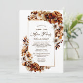 Bruiloft na feest verbrande Sinaasappel bloemenont Kaart (Staand voorkant)