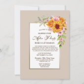 Bruiloft na feest Zonnebloem Bloemen Receptie Kaart (Voorkant)