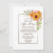 Bruiloft na feest zonnebloem roze receptie kaart (Voorkant)