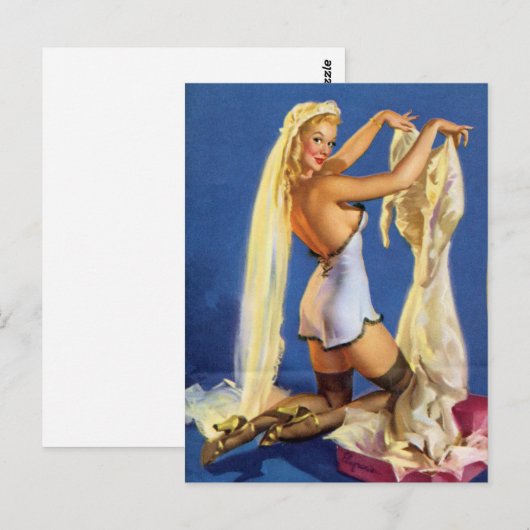 Bruiloft Nacht Pin Up Briefkaart (Voorkant / Achterkant)
