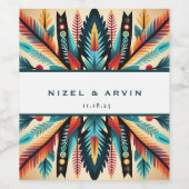 Bruiloft Namen Aztec Tribal Etnische Wijn Etiket (Enkel label)