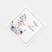 Bruiloft Nautical Anker Navy Peach Bloemen Namen Servet (Hoek)