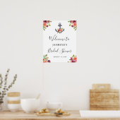 Bruiloft Nautilus Anker Bloem Bruidsuitnodiging Poster (Keuken)