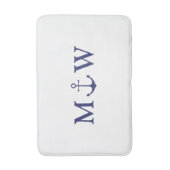 Bruiloft nautische anker marine blauw monogram badmat (Voorkant Verticaal)