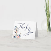 Bruiloft nautische anker marine blauwe perzik dank bedankkaart (Voorkant)